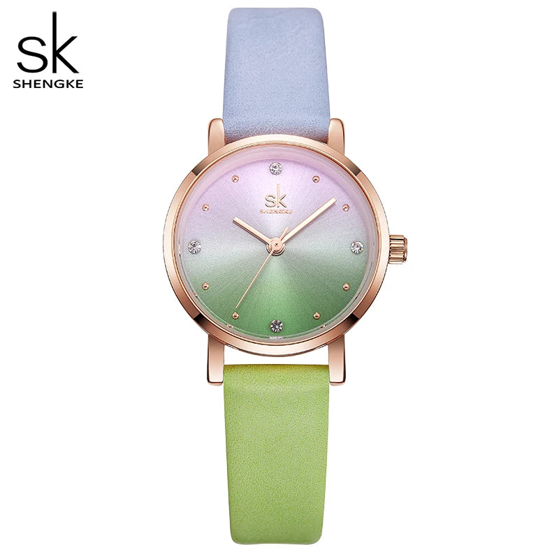 Shengke Creative Color Leather Watches Women Ladies Quartz Watch Relogio Feminino SK Women Wrist Watch Montre Femme #K8029