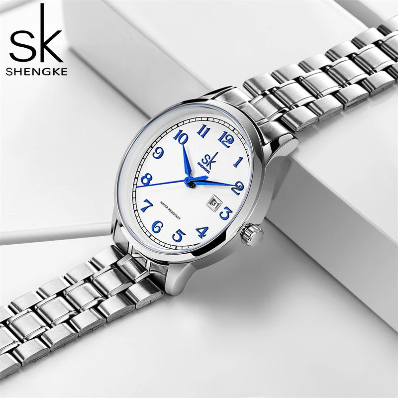 Shengke Fashion Diamond Woman Watches Green Dial Beauty Women Quartz Wristwatches Original Design Ladies Clock Relogio Feminino