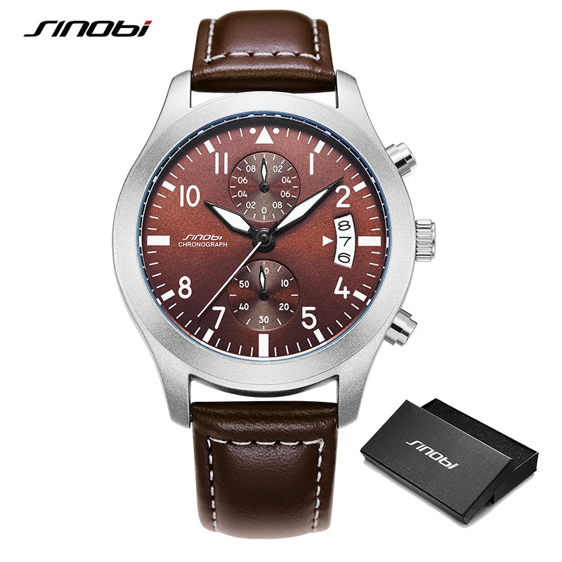 SINOBI Casual Style Men's Watches Fashion Design Man's Quartz Wristwatches I-W-C Brand Chronograph Gifts Clock Relogio Masculino