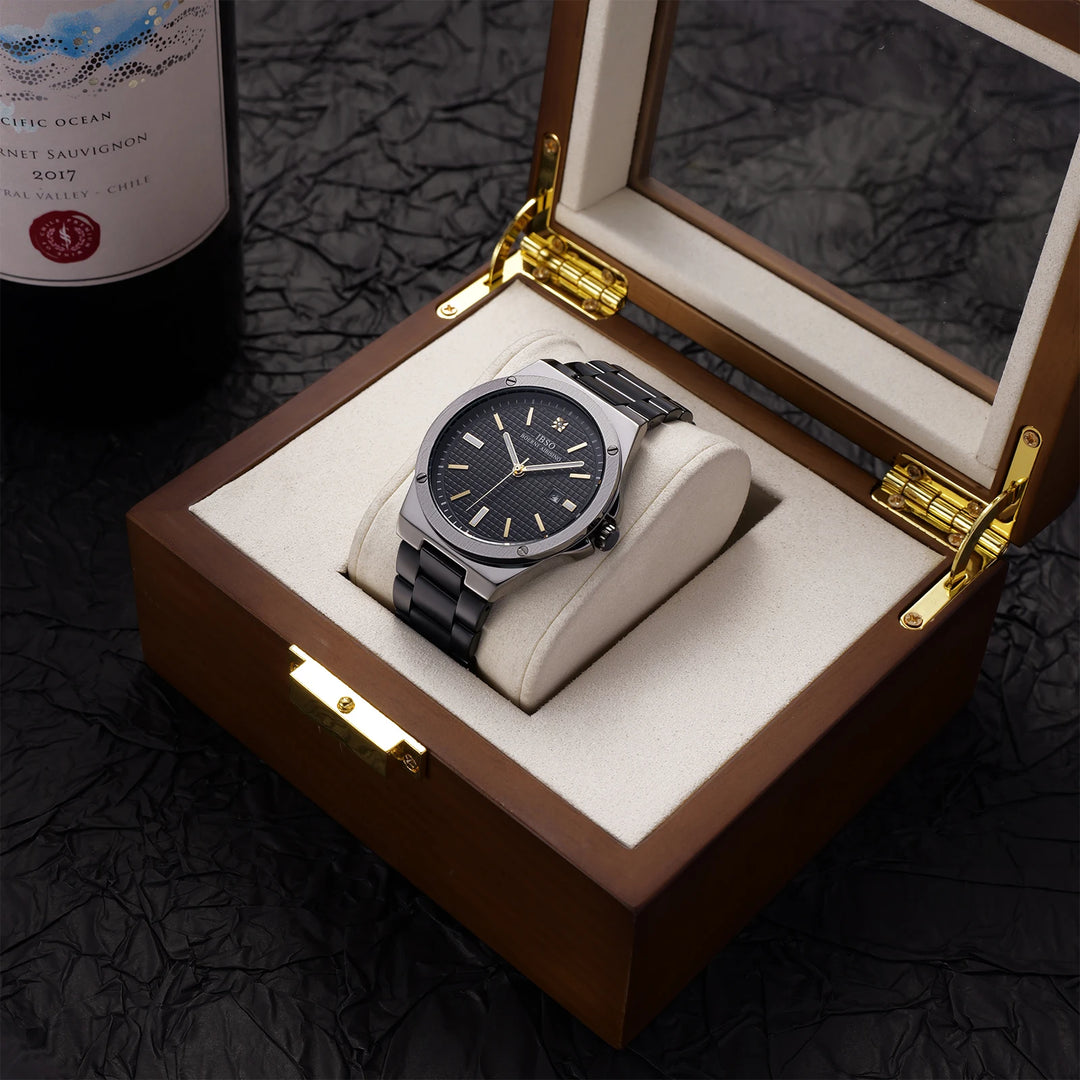 IBSO 2026 New Men Luxury Quartz Watch Luminous Hands And Number Calendar 3ATM Waterproof Business Style Wristwatches For Men