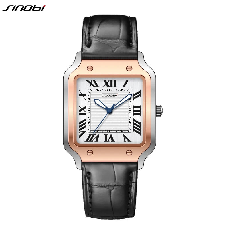 SINOBI Casual Design Men's Quartz Watches Fashion Stainless Steel Man's Wristwatches Business Square Male Relogio Masculino