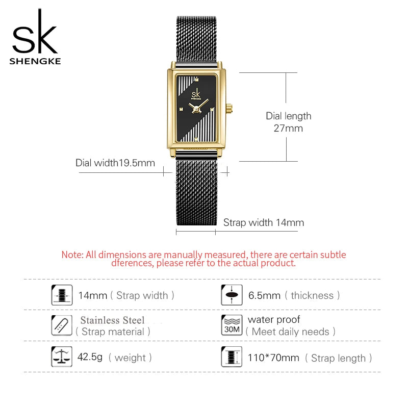 Shengke Fashion Luxury Women Watches Original SK Design Woman Quartz Wristwatches Elegant Rectangle Female Clock Best Gifts
