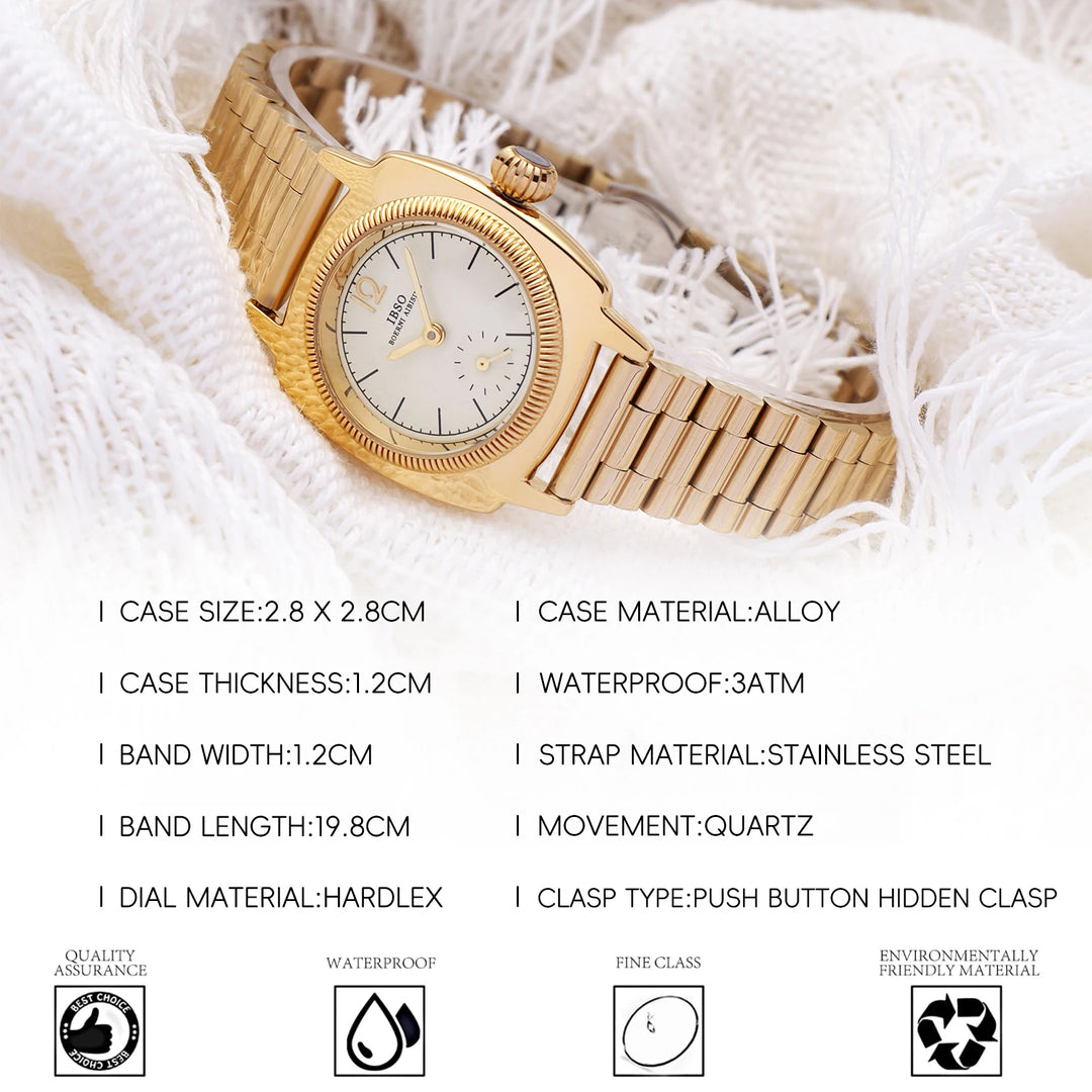 IBSO Luxury Women Quartz Watch 3ATM Waterproof Stainless Steel Strap Special Japanese Quartz Movement