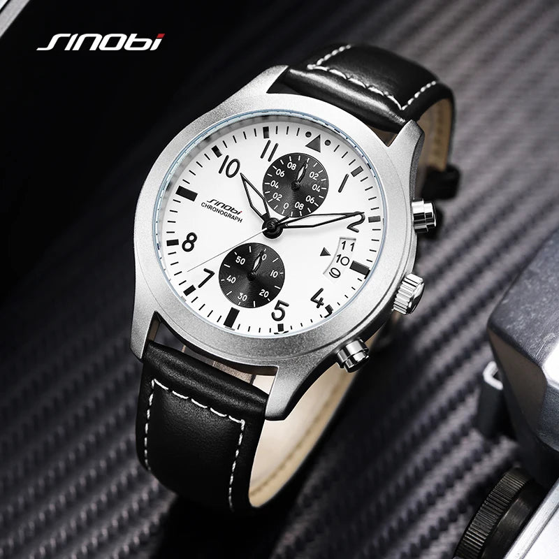 SINOBI Casual Style Men's Watches Fashion Design Man's Quartz Wristwatches I-W-C Brand Chronograph Gifts Clock Relogio Masculino