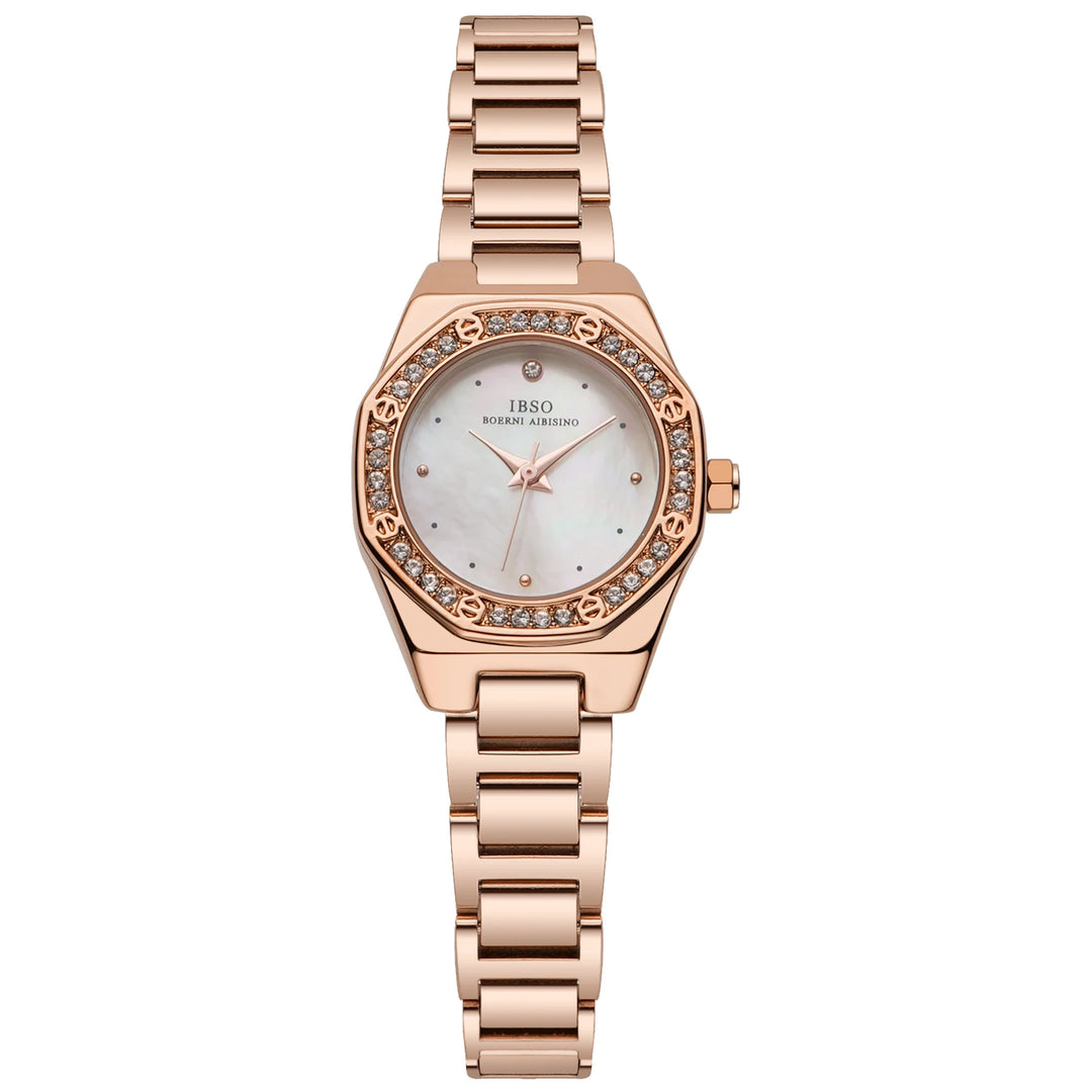 IBSO 2026 Women Quartz Watch Luxury Zircon Stainless Steel Strap Japanese Quartz Movement 3ATM Waterproof Lady WristWatchees