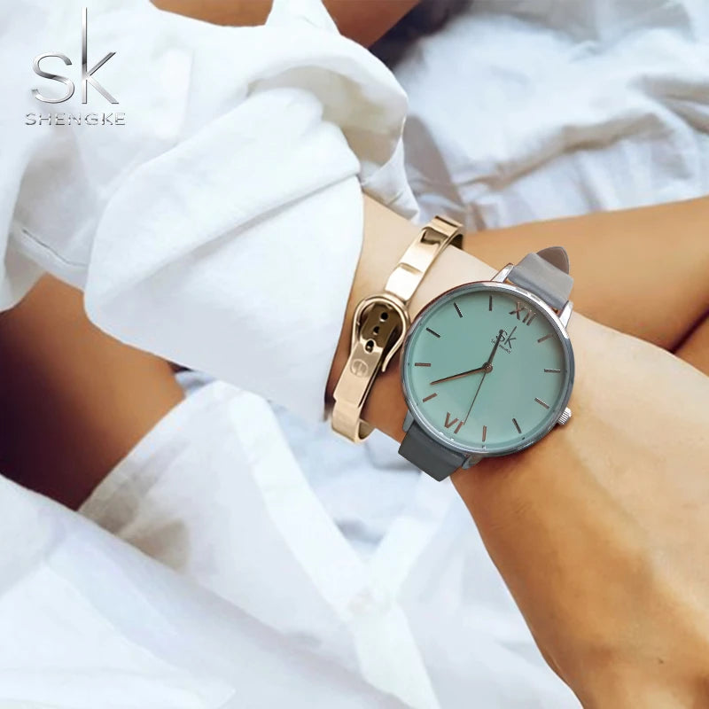 SHENGKE New Fashion Women Watches Top Brand Elegant Woman's Quartz Wristwatches Luxury Golden Clock for Lady Relogio Feminino