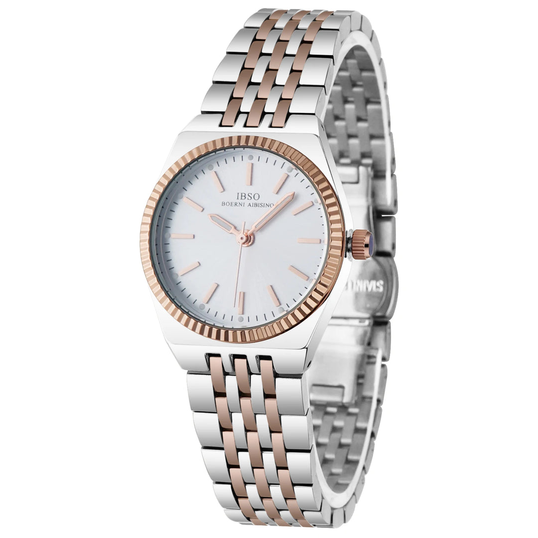 IBSO 2026 New Women Arrival Quartz Watches Alloy Case 3ATM Waterproof Luminous Hands Stainless Steel Strap And Back Cover