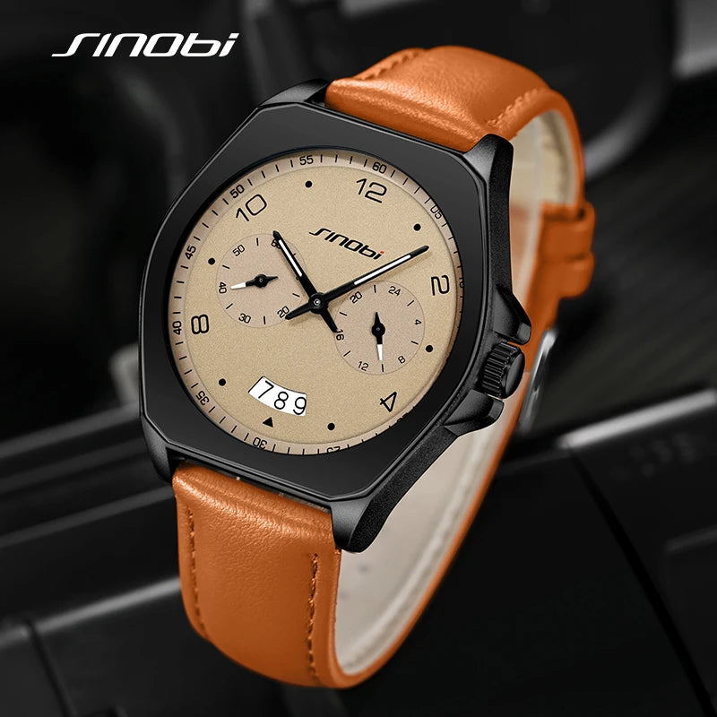 SINOBI Fashion Men's Watches Original Styles Man's Quartz Wristwatches Waterproof Male Gifts Clock Fashion Relogio Masculino