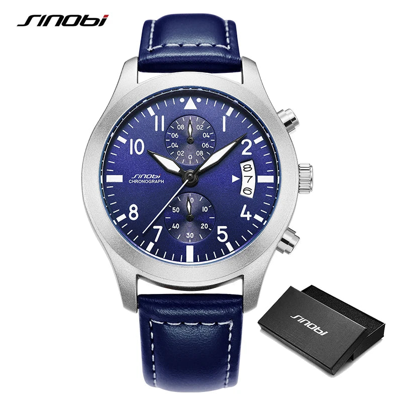 SINOBI Casual Style Men's Watches Fashion Design Man's Quartz Wristwatches I-W-C Brand Chronograph Gifts Clock Relogio Masculino
