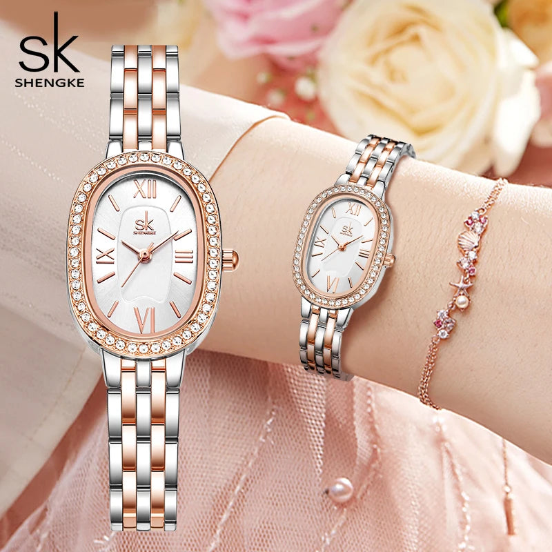 Shengke Elegant Design Ladies Watches Top Luxury Diamond Women's Quartz Wristwatches SK Brand Best Gifts Clock Reloj Mujer