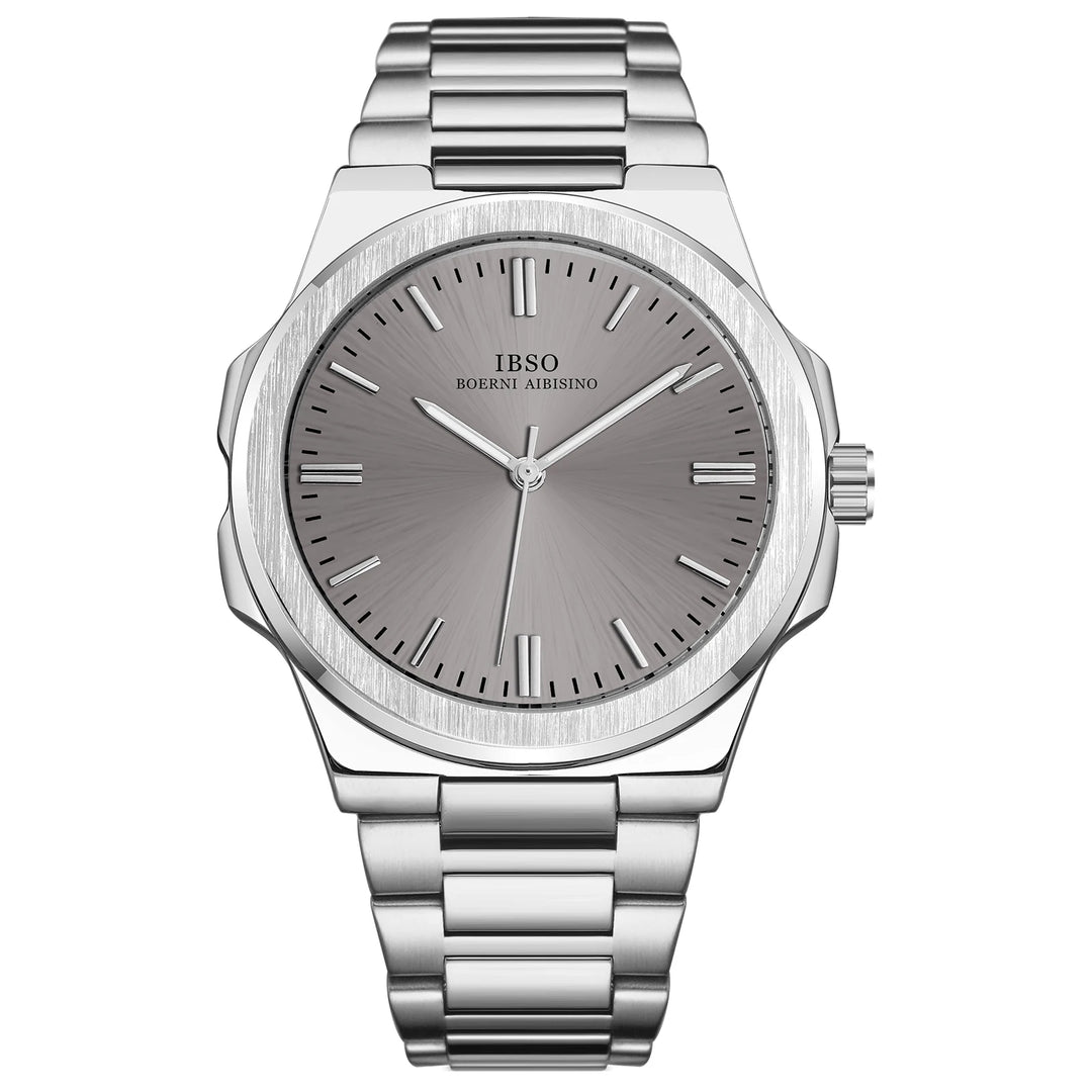 IBSO 2026 New Men Luxury Quartz Watch Brass Steel Case Stainless Steel Strap 3ATM Waterproof Japan Quartz Movement S1128G