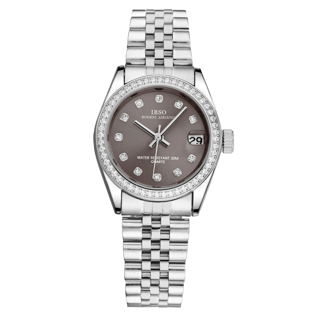 IBSO New Women Luxury Wristwatches Elegant Date Green Ladies Watch Japanese Movement Quartz Watch Stainless Steel Strap S1079