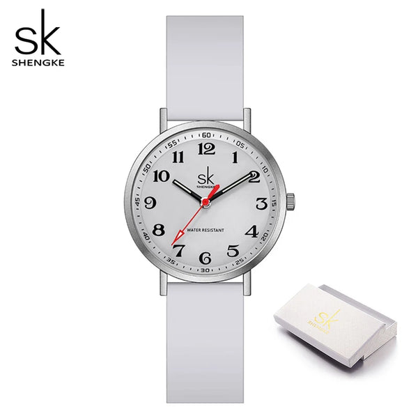 Shengke women fashion silicone strap watches new clock for woman sk quartz wristwatches original ladies watch relogio feminino