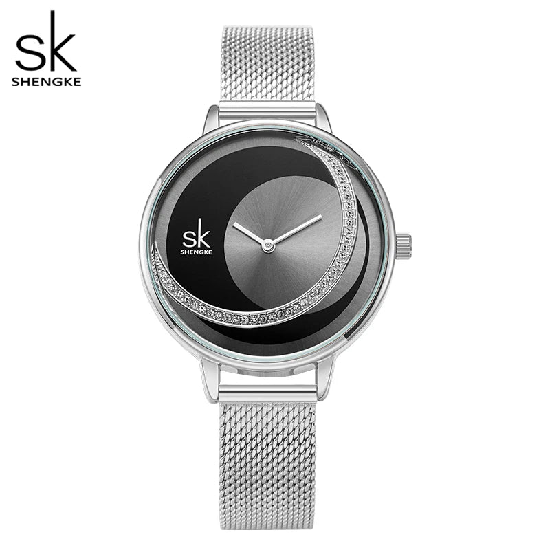 Shengke SK Fashion Top Luxury Brand Women Quartz Wristwatches Creative Design Thin Ladies Wrist Watch For Female Montre Femme