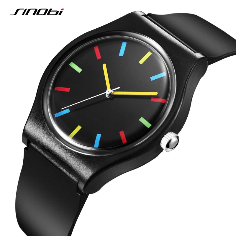 SINOBI Colorful Men's Watches Fashion Sports Quartz Wristwatches Rubber Strap Best Gifts Clock Top Luxury Relogio Masculino