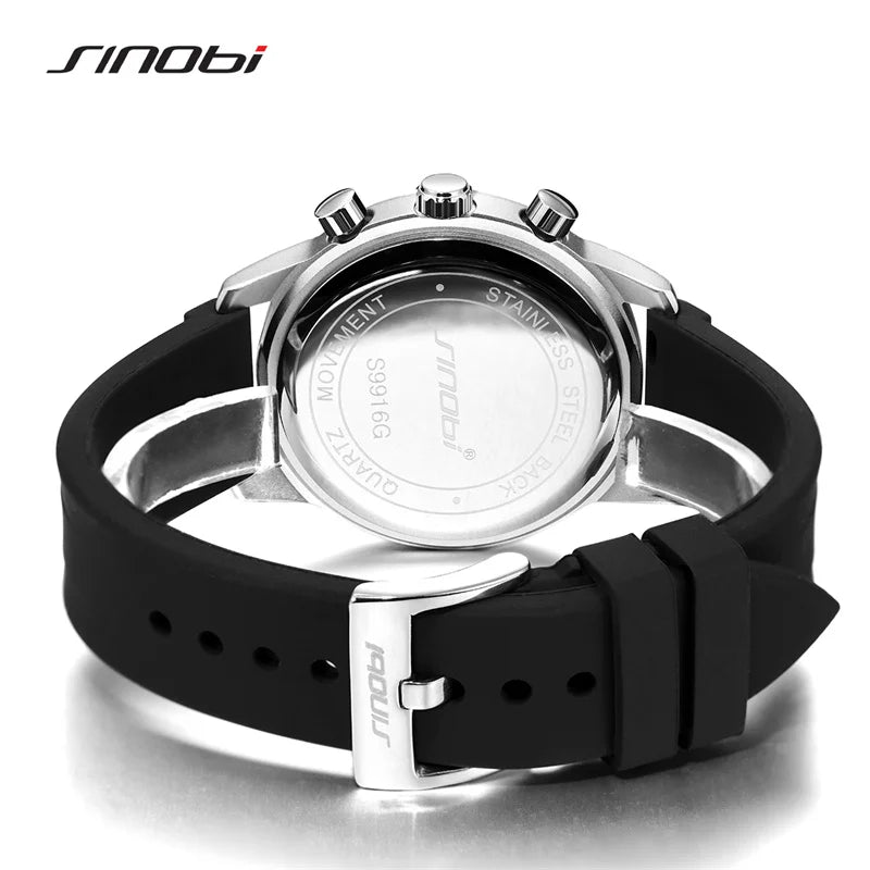 Sinobi Top Design Fashion Men's Watches Top Luxury Man's Quartz Wristwatches Original Sports Clock Military Chronograph Watch