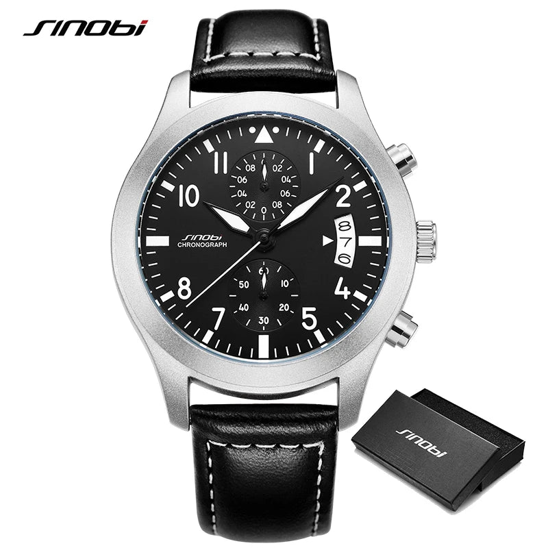 SINOBI Casual Style Men's Watches Fashion Design Man's Quartz Wristwatches I-W-C Brand Chronograph Gifts Clock Relogio Masculino