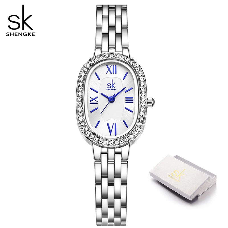 Shengke Elegant Design Ladies Watches Top Luxury Diamond Women's Quartz Wristwatches SK Brand Best Gifts Clock Reloj Mujer