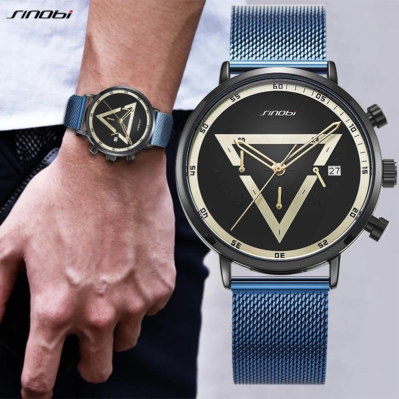 Sinobi Fashion Men's Watches Creative Design Quartz Wristwatches Chronograph Multifunction Man's Sports Watches Gifts for Male