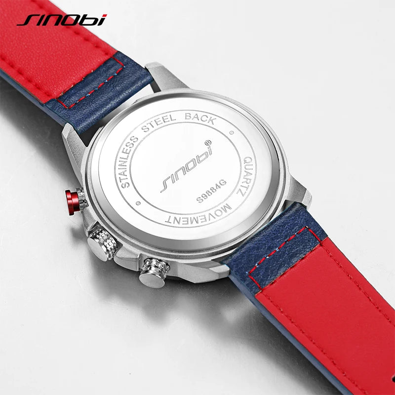 SINOBI New Luxury Brand Men Analog Leather Sports Watches Men's Army Military Watch Male Date Quartz Clock Relogio Masculino