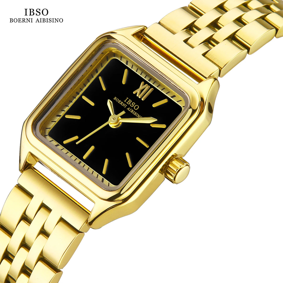 IBSO 2026 New Women Luxury Style Quartz Watches Square Face Stainless Steel Strap Waterproof Dial Waterproof 30 Quartz S9680L