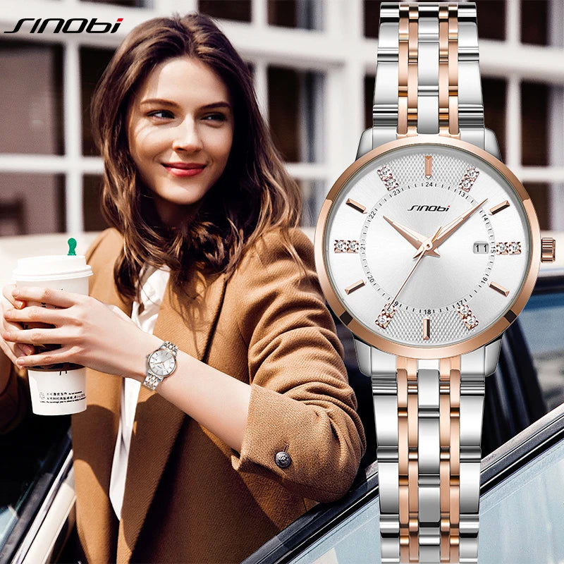 SINOBI New Design Women's Watches Elegant Style Ladies Quartz Wristwatches Top Luxury Girls Gifts Clock Fashion Dresses Watch