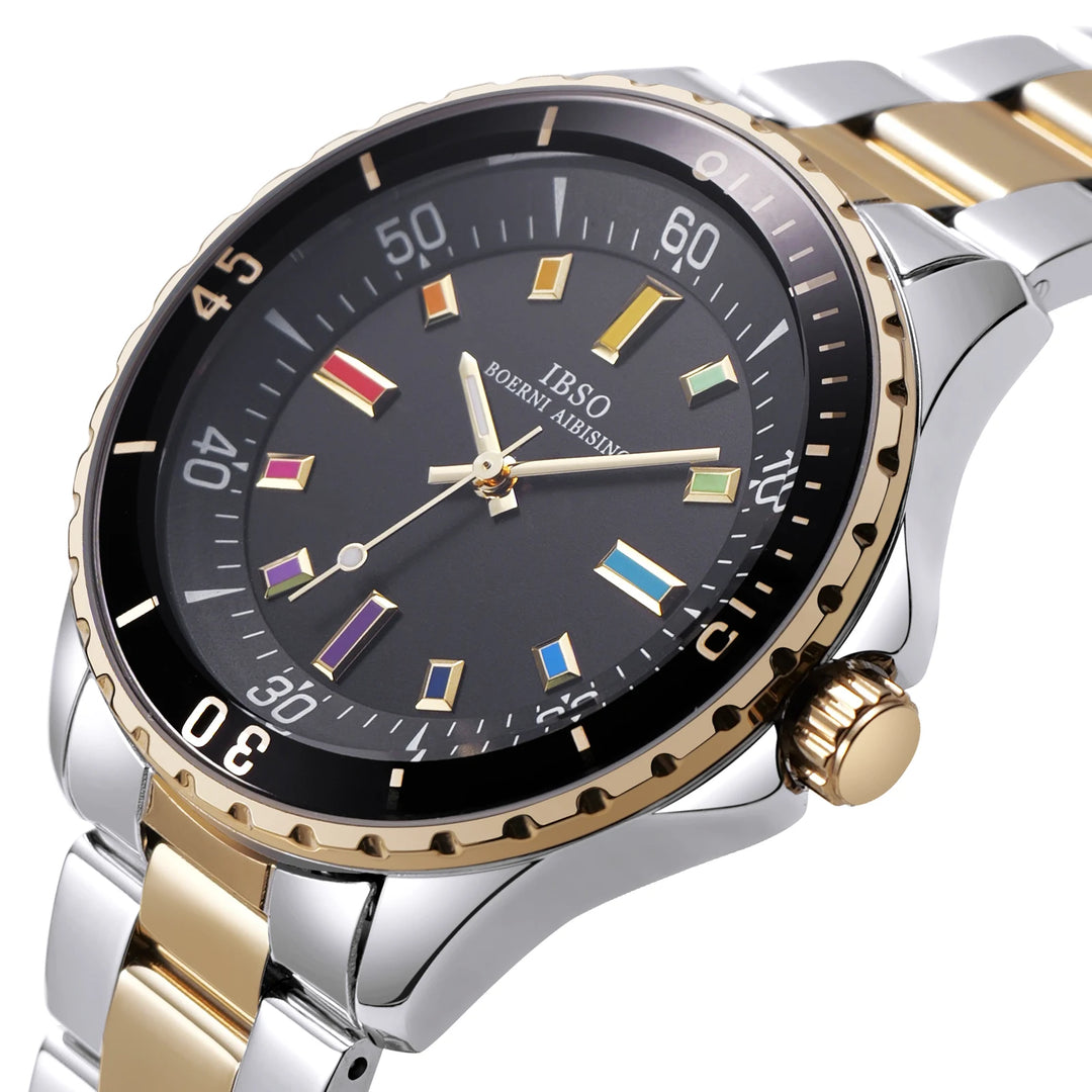 IBSO 2026 Men Business Style Quartz Watches Stainless Steel Strap Luminous Hands Luxury Japanese Quartz Movement Waterproof