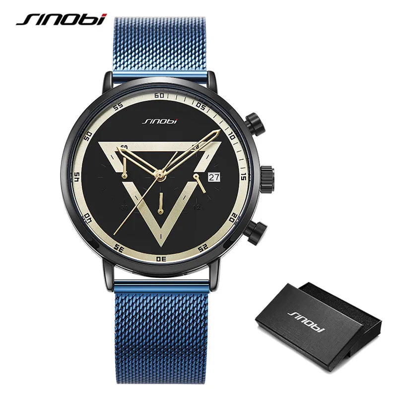 Sinobi Fashion Men's Watches Creative Design Quartz Wristwatches Chronograph Multifunction Man's Sports Watches Gifts for Male