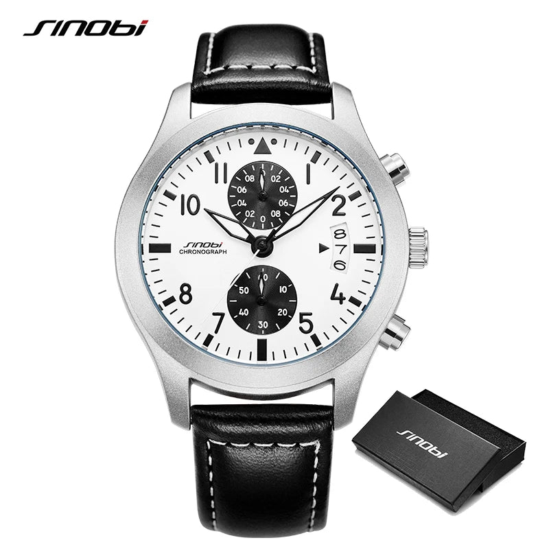 SINOBI Casual Style Men's Watches Fashion Design Man's Quartz Wristwatches I-W-C Brand Chronograph Gifts Clock Relogio Masculino