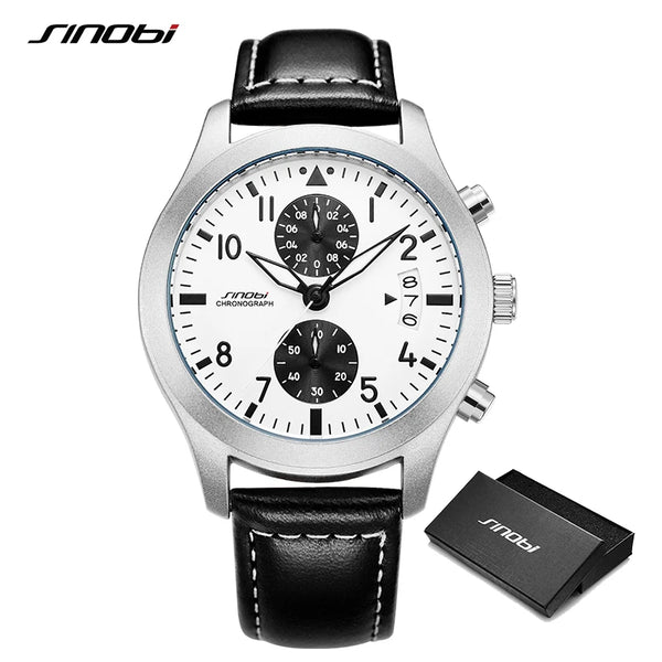 Sinobi casual style men's watches fashion design man's quartz wristwatches i w c brand chronograph gifts clock relogio masculino