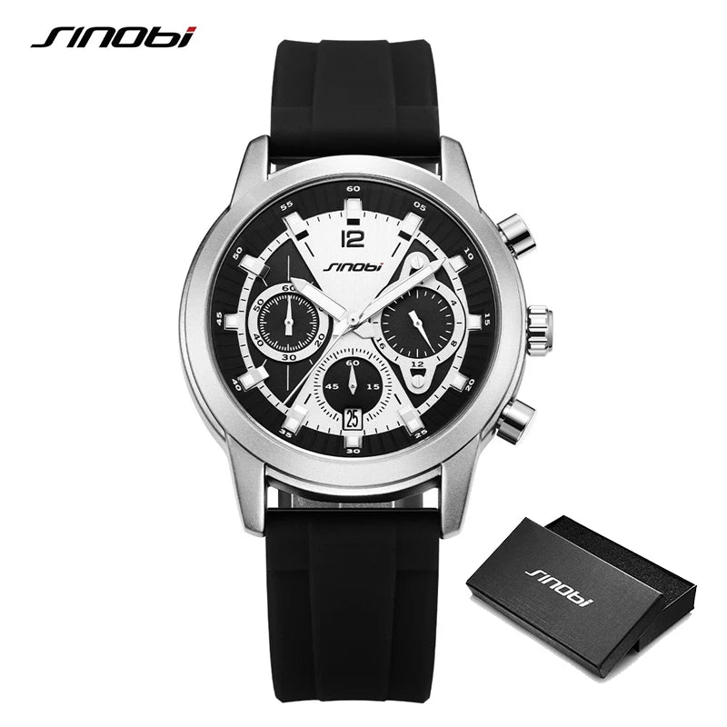 Sinobi Top Design Fashion Men's Watches Top Luxury Man's Quartz Wristwatches Original Sports Clock Military Chronograph Watch