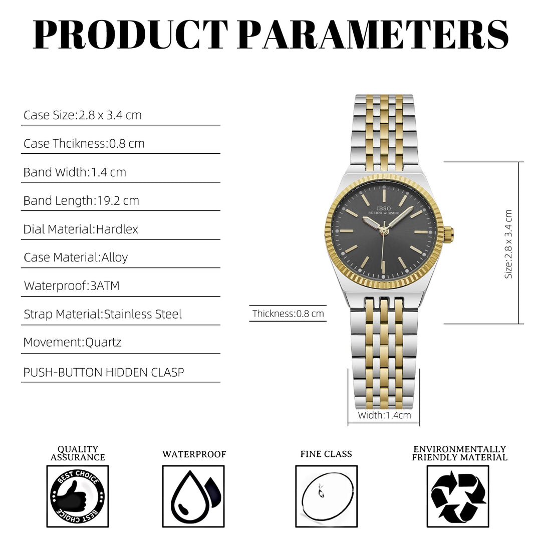 IBSO 2026 New Women Arrival Quartz Watches Alloy Case 3ATM Waterproof Luminous Hands Stainless Steel Strap And Back Cover