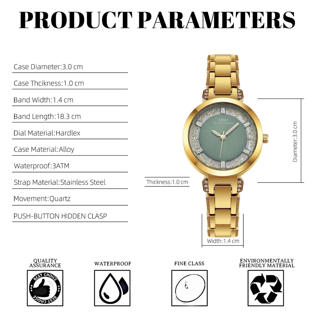 IBSO Rolling Stone Dial 2026 New Arrival Women Quart Watch 3ATM Waterproof Luminous Hands Stainless Steel Strap