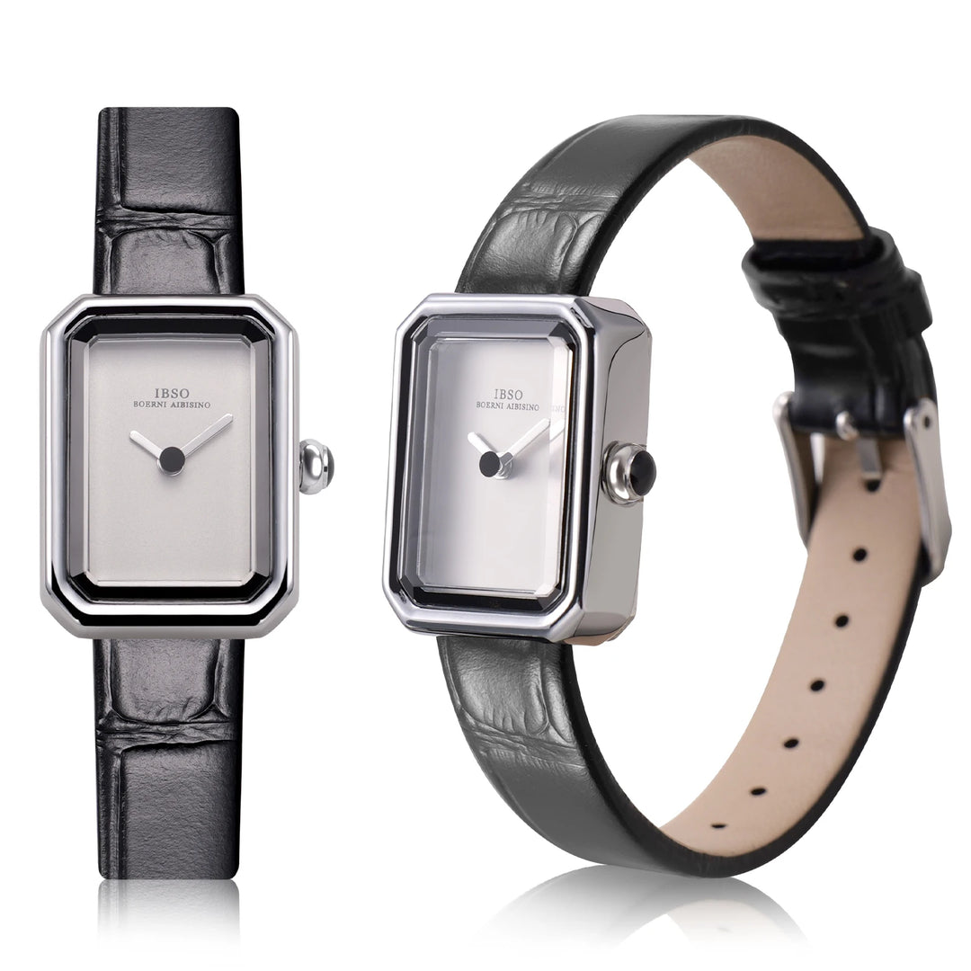 IBSO 2025 New Women Quartz Watch Rectangle Case Genuine Leather Strap 3ATM Waterproof Japanese Quartz Movement WristWatches Lady