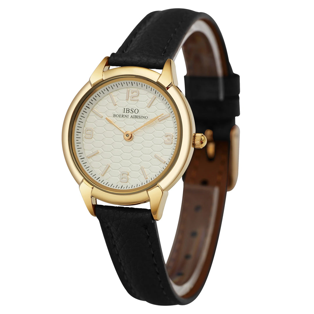 IBSO New 2026 Women Genuine Leather Strap 3ATM Waterproof Japanese Movement Luminous Hands Elegant Style Special Dial Design