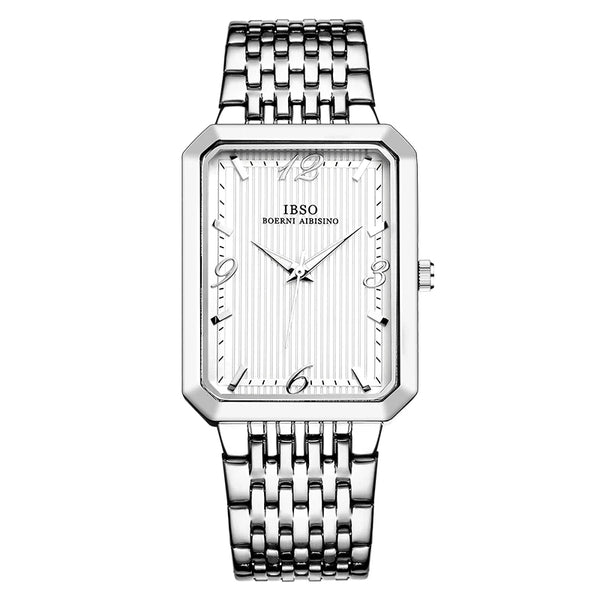 Ibso ultra thin men quartz watch luxury style rectangle dial stainless steel strap waterproof 3atm wristwatch relogio masculino