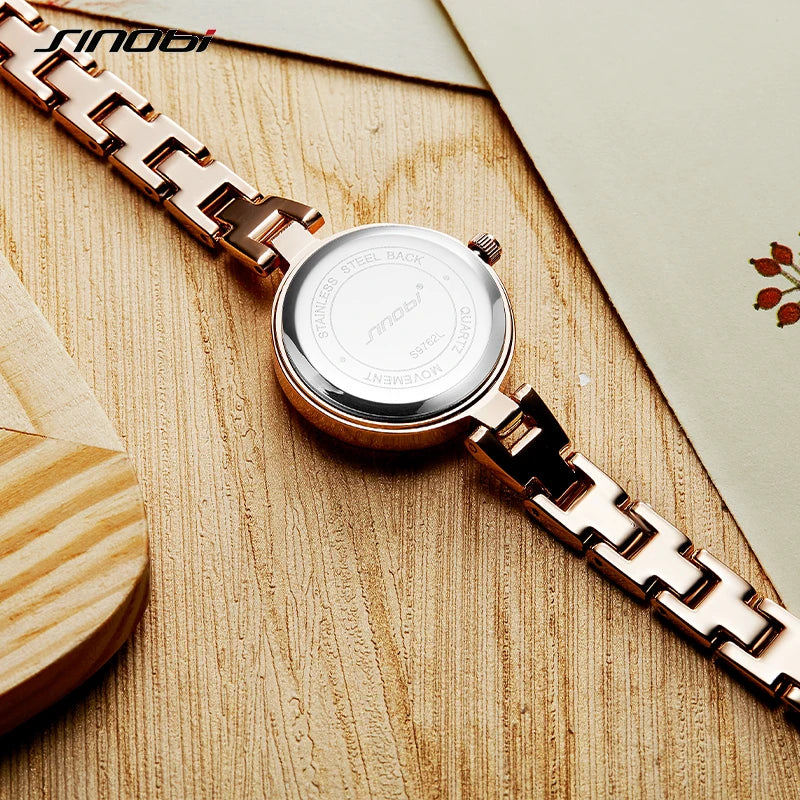 SINOBI Luxury Quartz Watch for Ladies Waterproof Luminous Stainless Steel Women Watches Elegant Dress WristWatch Top Gift Clock