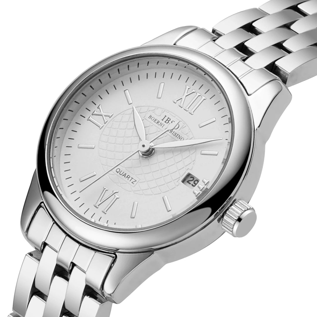 IBSO 2026 New Women Watch Quartz Movement Calendar Function Classic Style Stainless Steel Strap Elegant Lady Clock