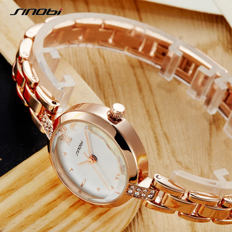 SINOBI Luxury Quartz Watch for Ladies Waterproof Luminous Stainless Steel Women Watches Elegant Dress WristWatch Top Gift Clock