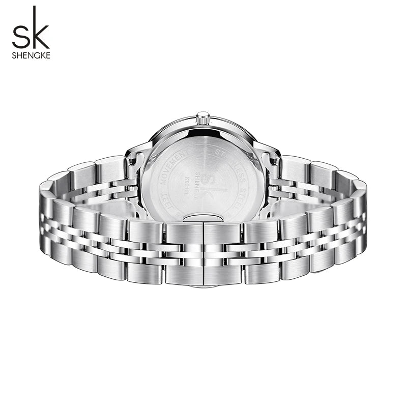 Shengke New Fashion Design Women's Quartz Watches Top Brand Womans Quartz Wristwatches Stainless Steel Female Best Gifts Clock