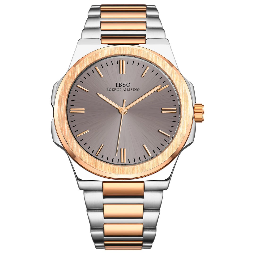 IBSO 2026 New Men Luxury Quartz Watch Brass Steel Case Stainless Steel Strap 3ATM Waterproof Japan Quartz Movement S1128G