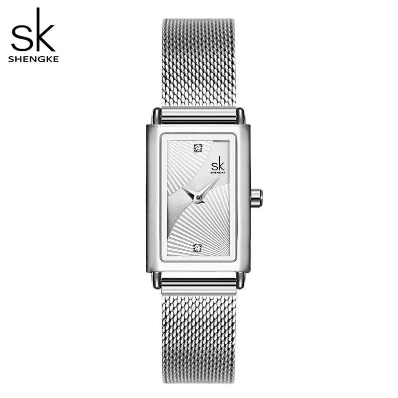 Shengke Women Watches Fashion Geneva Designer Ladies Watch Luxury Brand Rectangle Quartz Gold Wrist Watch Luxury Gifts For Women