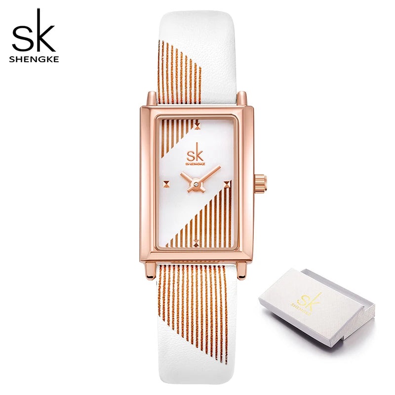 Shengke Fashion Luxury Women Watches Original SK Design Woman Quartz Wristwatches Elegant Rectangle Female Clock Best Gifts
