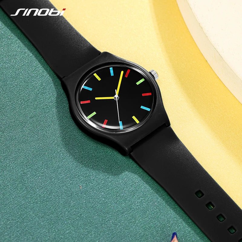 SINOBI Colorful Men's Watches Fashion Sports Quartz Wristwatches Rubber Strap Best Gifts Clock Top Luxury Relogio Masculino