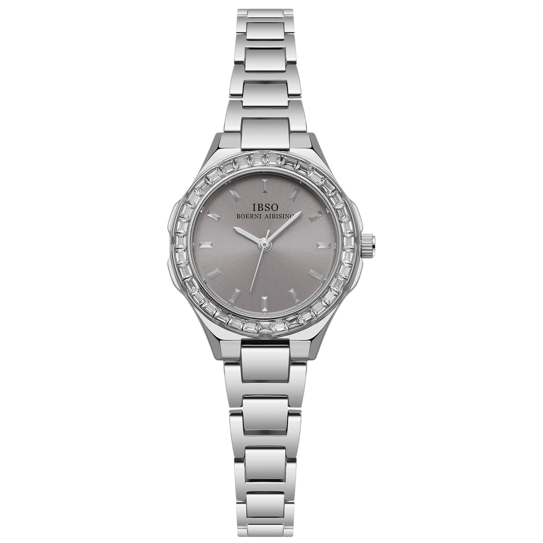 IBSO Small Round Cute Quartz Watch Stainless Steel Strap 3ATM Waterproof Women Luxury Watch S1081L