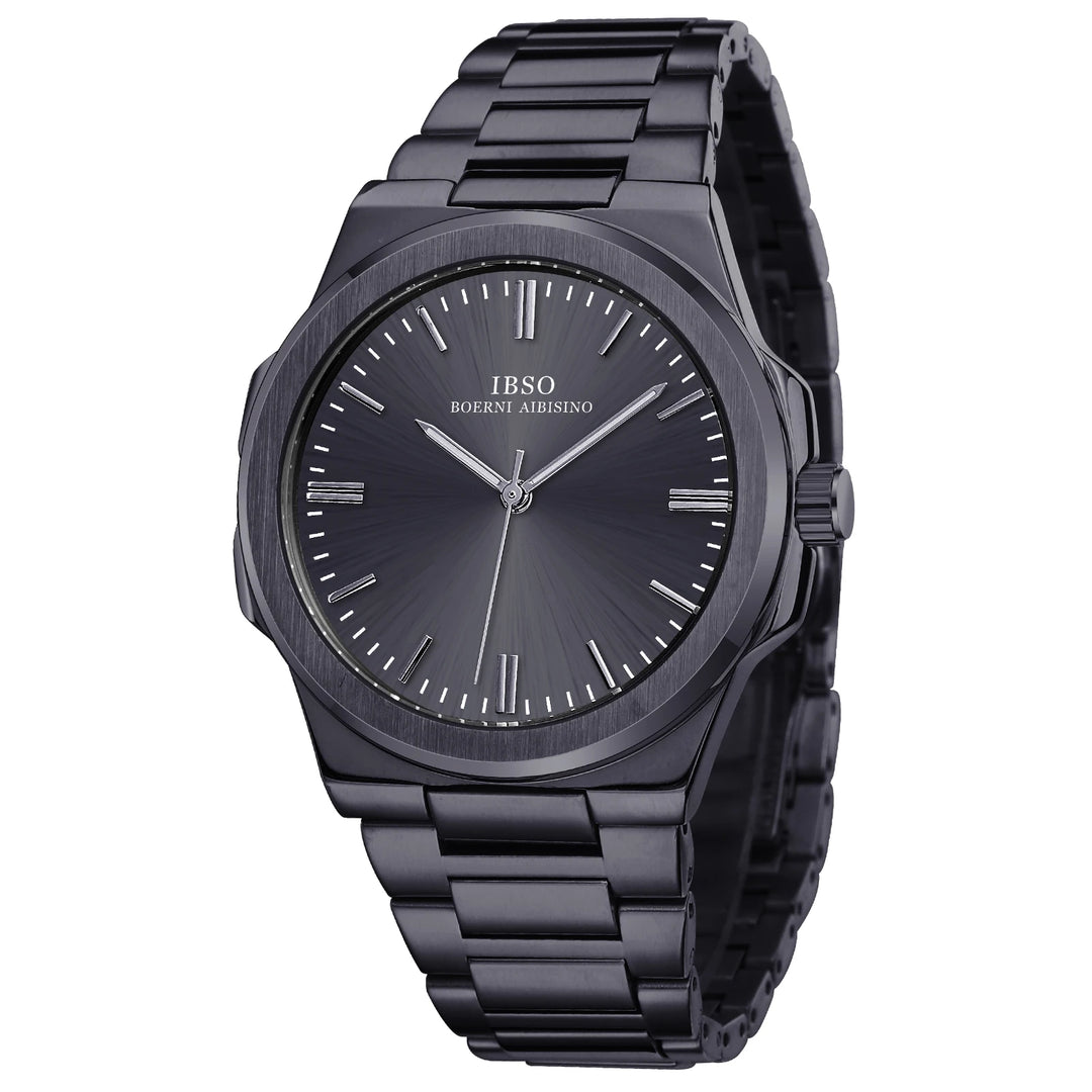 IBSO 2026 New Men Luxury Quartz Watch Brass Steel Case Stainless Steel Strap 3ATM Waterproof Japan Quartz Movement S1128G