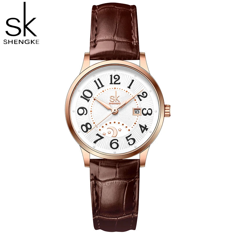 Shengke Fashion Diamond Woman Watches Green Dial Beauty Women Quartz Wristwatches Original Design Ladies Clock Relogio Feminino
