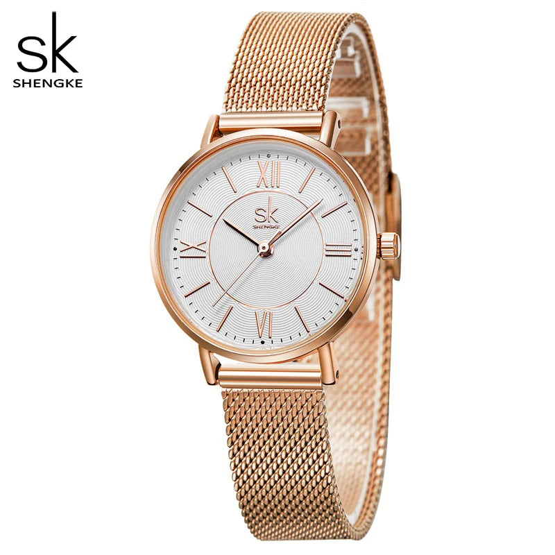 Shengke Japan Quartz Movement Waterproof Ladies Wristwatch Stainless Steel Band Classic Watch for Women Free Shipping Watches