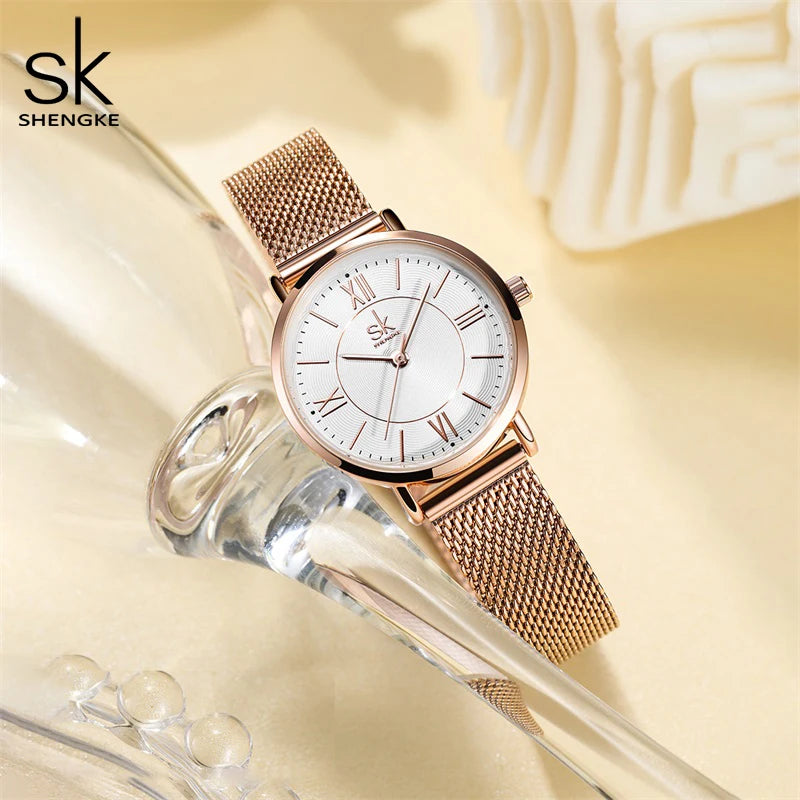 Shengke Japan Quartz Movement Waterproof Ladies Wristwatch Stainless Steel Band Classic Watch for Women Free Shipping Watches