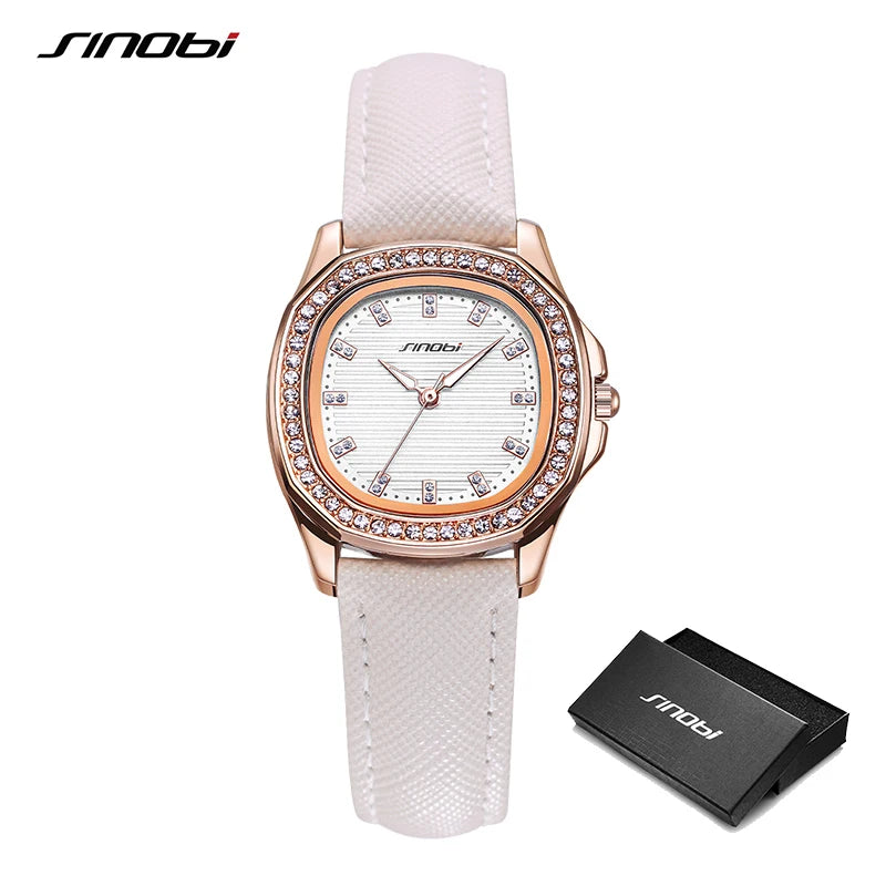 SINOBI Elegant Wrist Watches For Women Stainless Steel Female Watch Diamond Watches Woman's Quartz Watch Ladies Gifts Clock